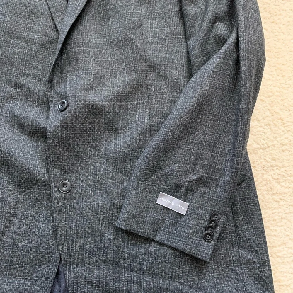NWT Michael Kors Gray Blue Striped Blazer 46XL